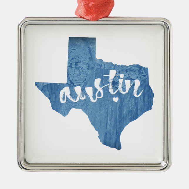 Ornamento De Metal Austin, Texas Wood Grain (Frente)
