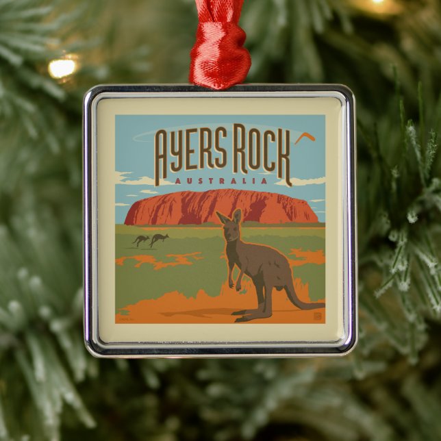 Ornamento De Metal Austrália | Ayers Rock Kangaroos (Árvore)