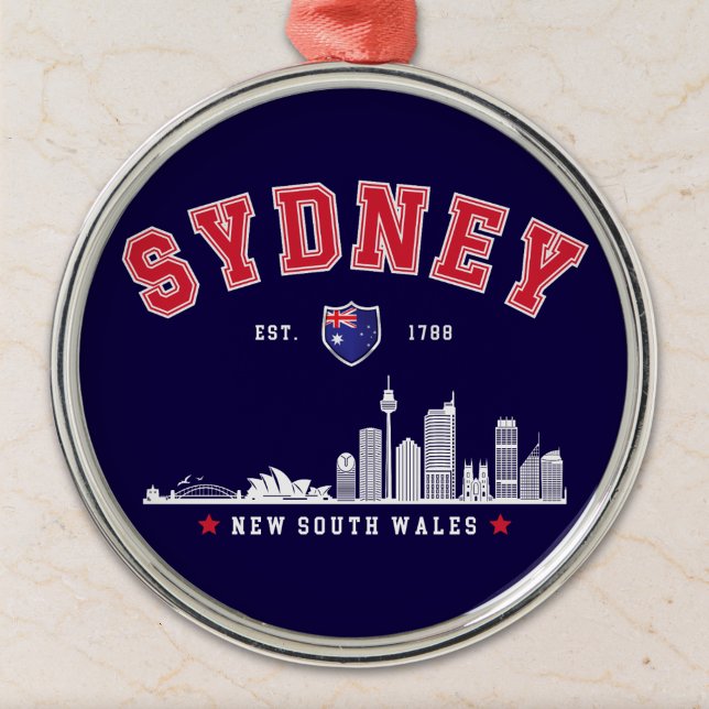 Ornamento De Metal Australia’s Iconic Sydney Skyline (Criador carregado)