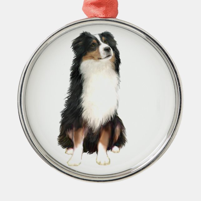 Ornamento De Metal AUSTRALIAN SHEPHERD (A) - Tri Color (Frente)