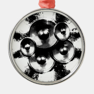 Ornamento De Metal Auto-falantes de música branca e preta em círculo