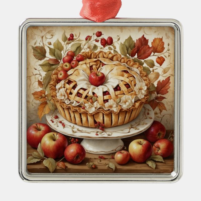 Ornamento De Metal Autumn Apple Pie Ornament (Frente)