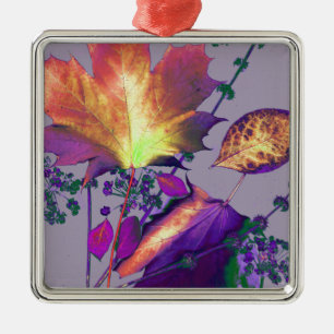 Ornamento De Metal Autumn Leaves em Lilac
