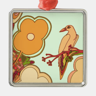 Ornamento De Metal Aves Whimsical