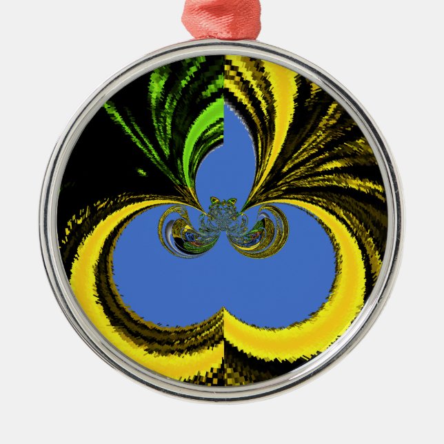 Ornamento De Metal Azul Dourado (Frente)