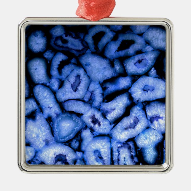 Ornamento De Metal Azul elegante agita gemstones azuis quartzo azul (Frente)