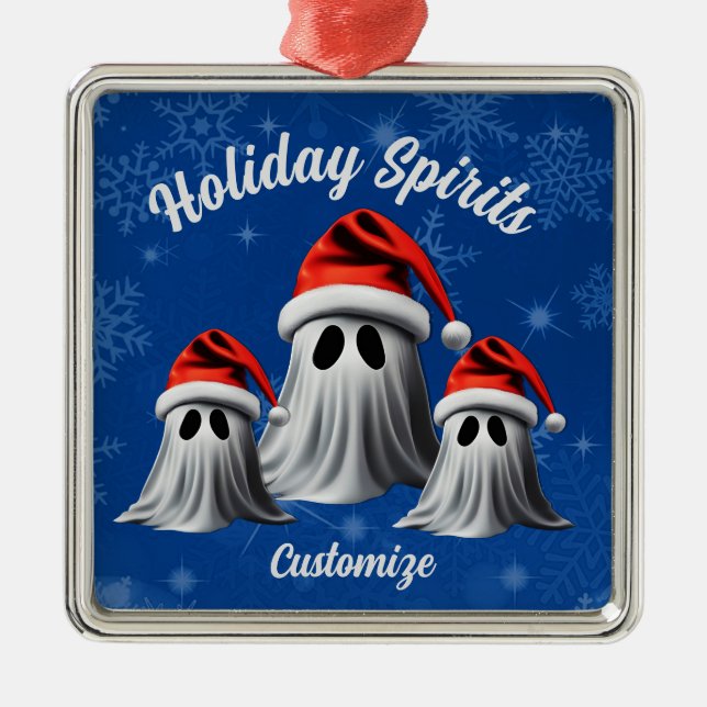 Ornamento De Metal Azul-espíritos de Natal (Frente)