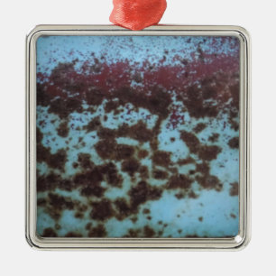 Ornamento De Metal Azul Teal e Púrpura Fundo enferrujado