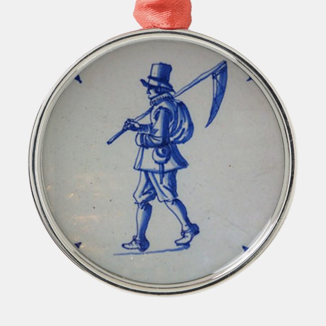 Ornamento De Metal Azulejo Azul Delft - Modelo (Frente)