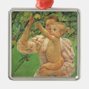 Ornamento De Metal Baby Reaching for a Apple por Mary Cassatt