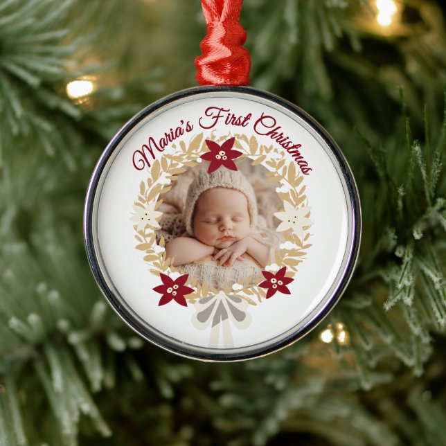 Ornamento De Metal Baby’s First Christmas Gold Wreath  (Árvore)