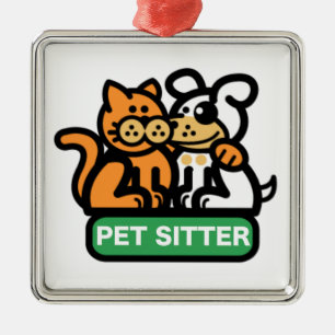 Ornamento De Metal Baby-sitter do animal de estimação (gato & cão)
