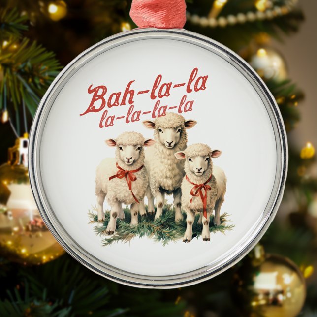 Ornamento De Metal Bah La La Cute Retro Christmas Shea (Criador carregado)