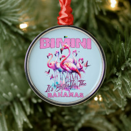 Ornamento De Metal Bahamas Souvenir Gift: Bimini Bahamas Flamingo
