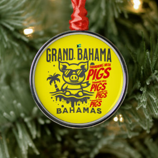 Ornamento De Metal Bahamas Souvenir Presente: Grande Bahama Nadando P