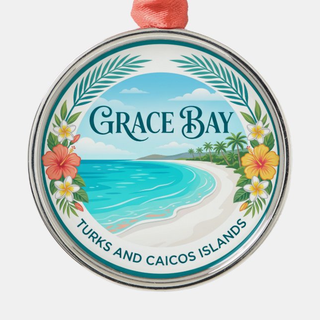Ornamento De Metal Baía da Graça Ilhas Turcas e Caicos (Frente)