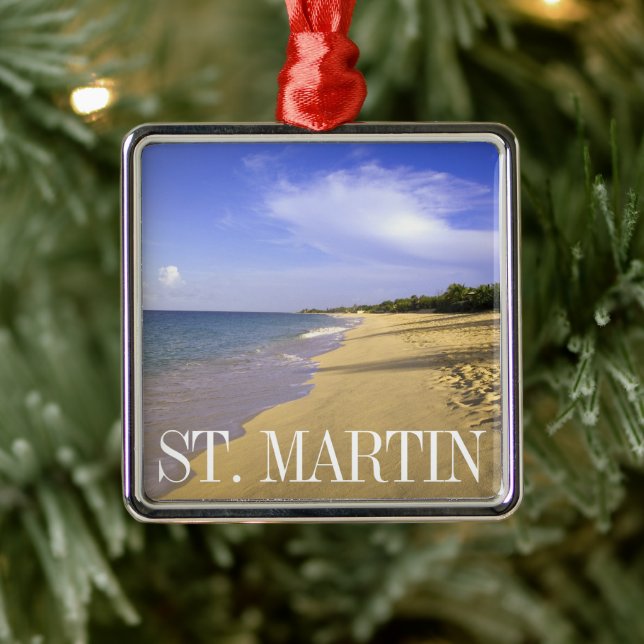 Ornamento De Metal Baie Longue Bay Beach, Rua Martin. (Árvore)