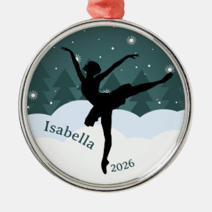 Ornamento De Metal Bailarina Silhueta Arabesco Geométrico Inverno