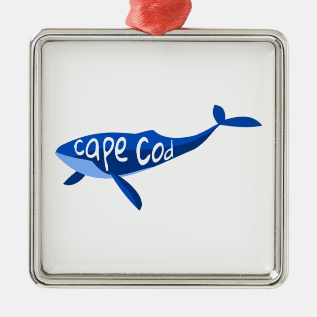 Ornamento De Metal Baleia de Massachusetts do Cabo Cod (Frente)