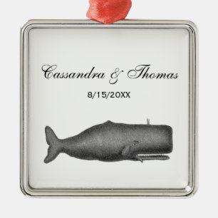 Ornamento De Metal Baleia do século XIX Desenho de Vintage N