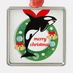 Ornamento De Metal baleia matadora de natal alegre