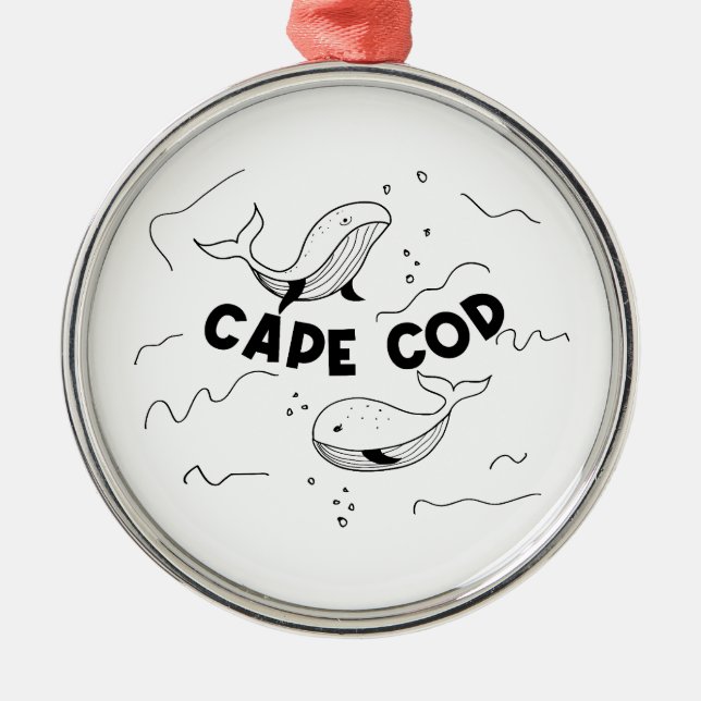 Ornamento De Metal Baleias de Cape Cod Massachusetts (Frente)
