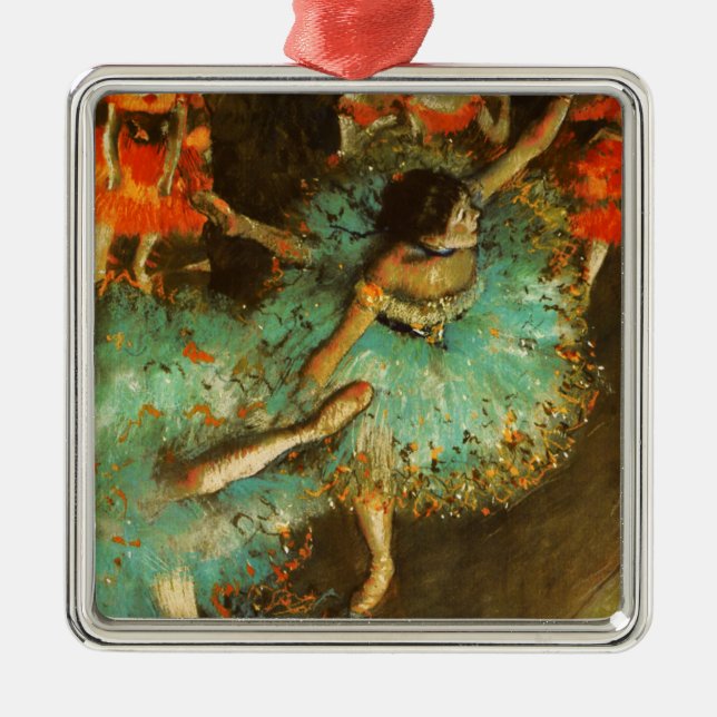 Ornamento De Metal Ballerina Dance Green Dancer Edger Degas Painting (Frente)