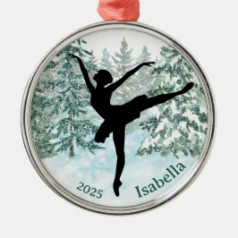 Ornamento De Metal Ballerina Silhouette Winter Scene