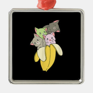 Ornamento De Metal Banana Funny Cat Presente de Kitten