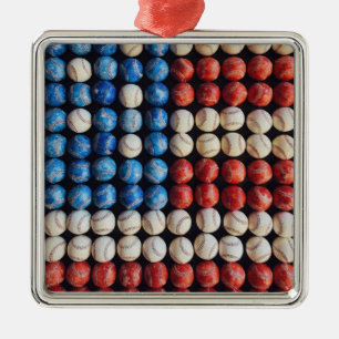 Ornamento De Metal Bandeira Americana do Baseball