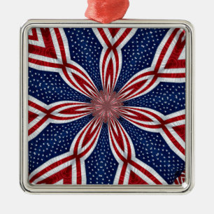 Ornamento De Metal Bandeira Americana Kaleidoscope Abstrato 1