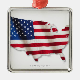 Ornamento De Metal Bandeira americana na forma dos Estados Unidos
