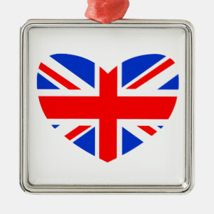 Ornamento De Metal Bandeira Britânica em Forma de Coração