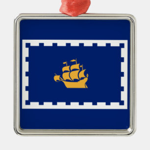 Ornamento De Metal Bandeira da Cidade do Quebec (Québec, Canadá)