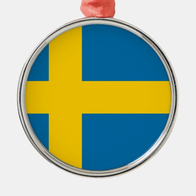 Ornamento De Metal Bandeira da Suecia (Frente)