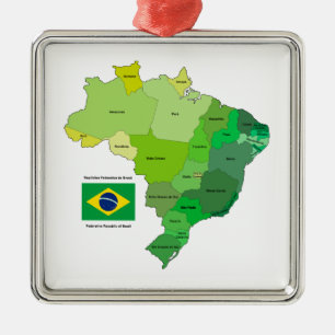 Ornamento De Metal Bandeira de Brasil e mapa político