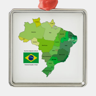 Ornamento De Metal Bandeira de Brasil e mapa político