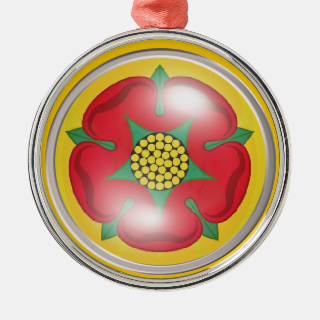 Ornamento De Metal Bandeira de Lancashire (aumentou) (Frente)