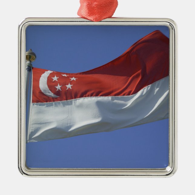 Ornamento De Metal Bandeira de Singapura (Frente)