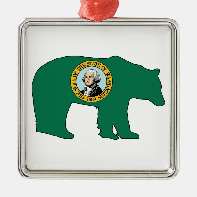 Ornamento De Metal Bandeira de Washington Urso (Frente)