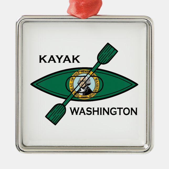 Ornamento De Metal Bandeira do Estado de Washington Kayak (Frente)