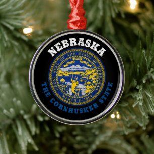 ORNAMENTO DE METAL BANDEIRA DO ESTADO NEBRASKA CORNHUSKER