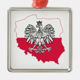 Ornamento De Metal Bandeira do Mapa da Polônia Adorno Premium