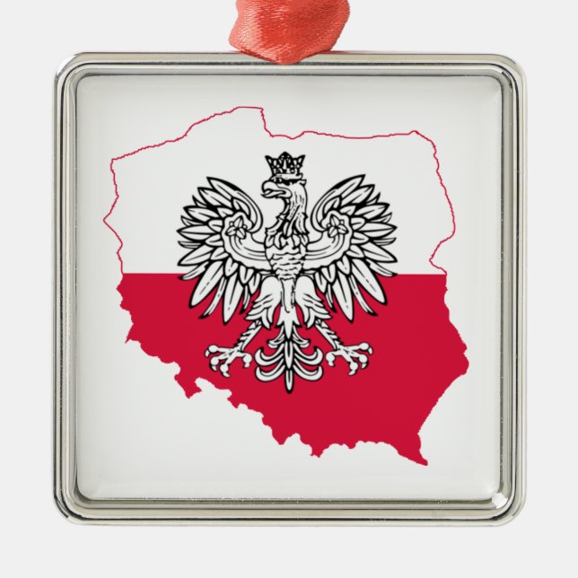 Ornamento De Metal Bandeira do Mapa da Polônia Adorno Premium (Frente)