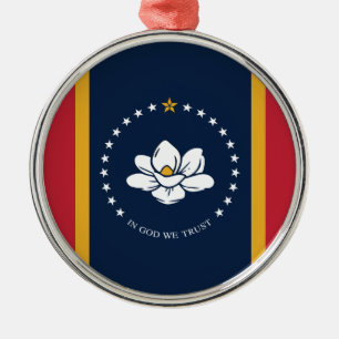 Ornamento De Metal Bandeira do Mississippi - Nova Bandeira da Magnóli