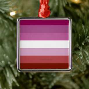 Ornamento De Metal bandeira do orgulho lésbico feminino da SlipperyJo