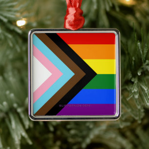 Ornamento De Metal Bandeira do Orgulho Progressivo de SlipperyJoe's s