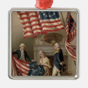 Ornamento De Metal Bandeira dos EUA Betsy Ross George Washington