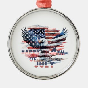 Ornamento De Metal Bandeira e águia dos Estados Unidos. Independência