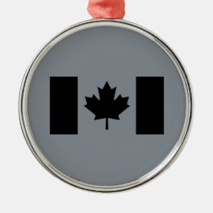 Ornamento De Metal Bandeira Elegante Canadiana em Preto